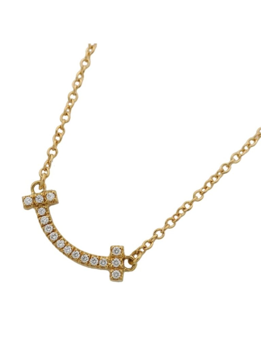 Tiffany & Co Necklace T Smile Mini 18K Yellow Gold Diamond